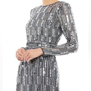 NWT Mac Duggal Style 93590 Chunky Gems Embellished Midi Dress Size 2